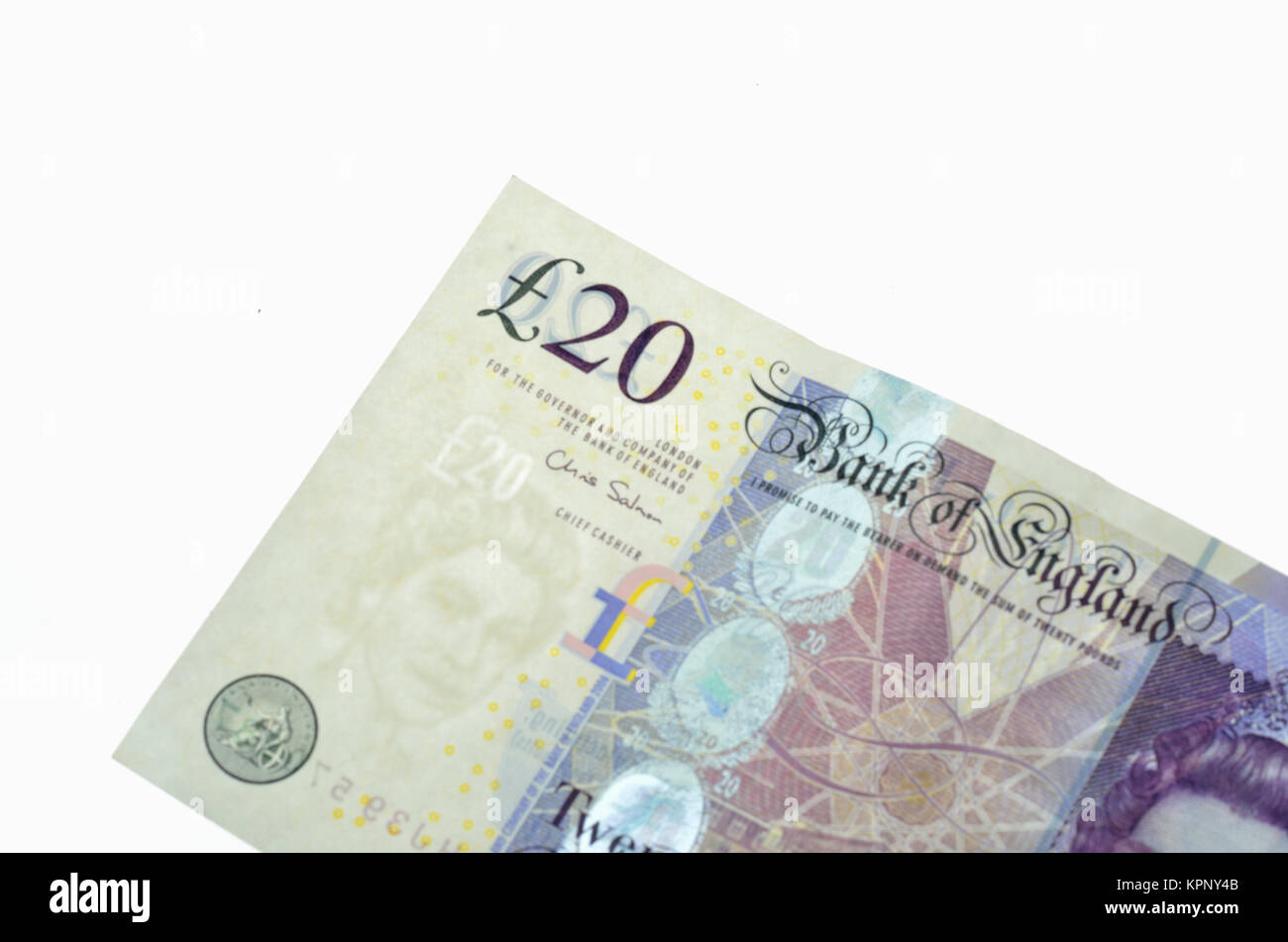 Twenty pound note at angle Stock Photo
