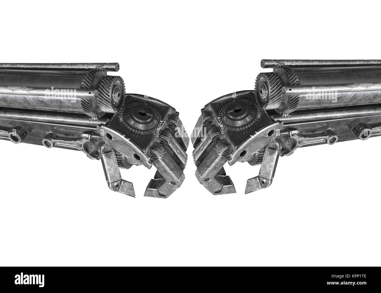 Hand of Robot sculpture made from scrap metal isolated Stock Photo - Alamy