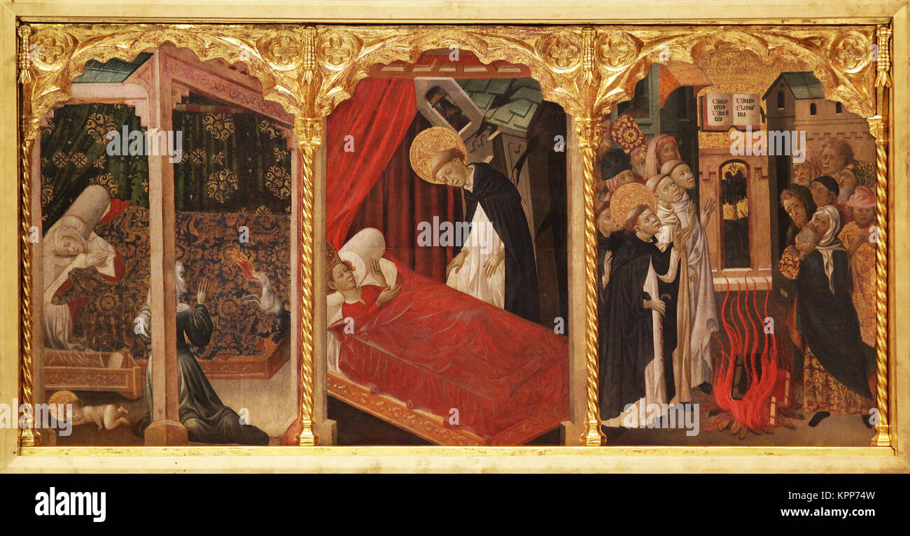 Scenes from the Life of St Dominic de Guzman by Pere Nicolau.pintor de estilo gótico internacional documentado en Valencia en 1390 y 1408 Stock Photo