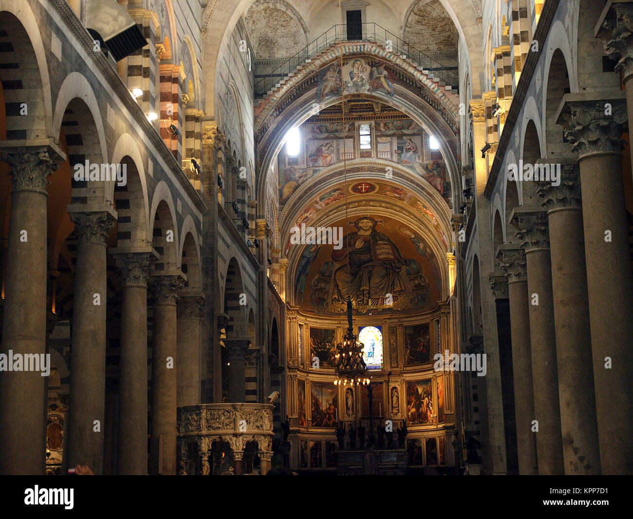 Pisa - Duomo interior. The nave and the altar Stock Photo