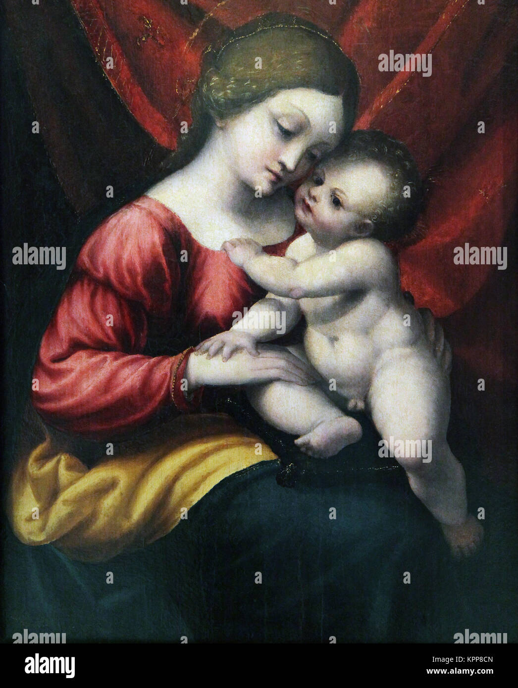 Virgin with child by Cesare da Sesto 1477-1523.Virgen con el Nino.influenced by Leonardo da Vinci Stock Photo