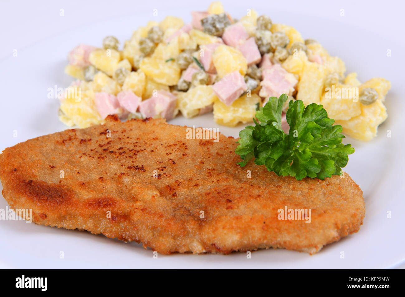 Schnitzel and potato salad Stock Photo - Alamy