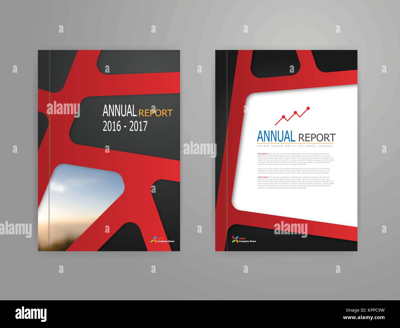 illustration of abstract red line on black background annual report ...