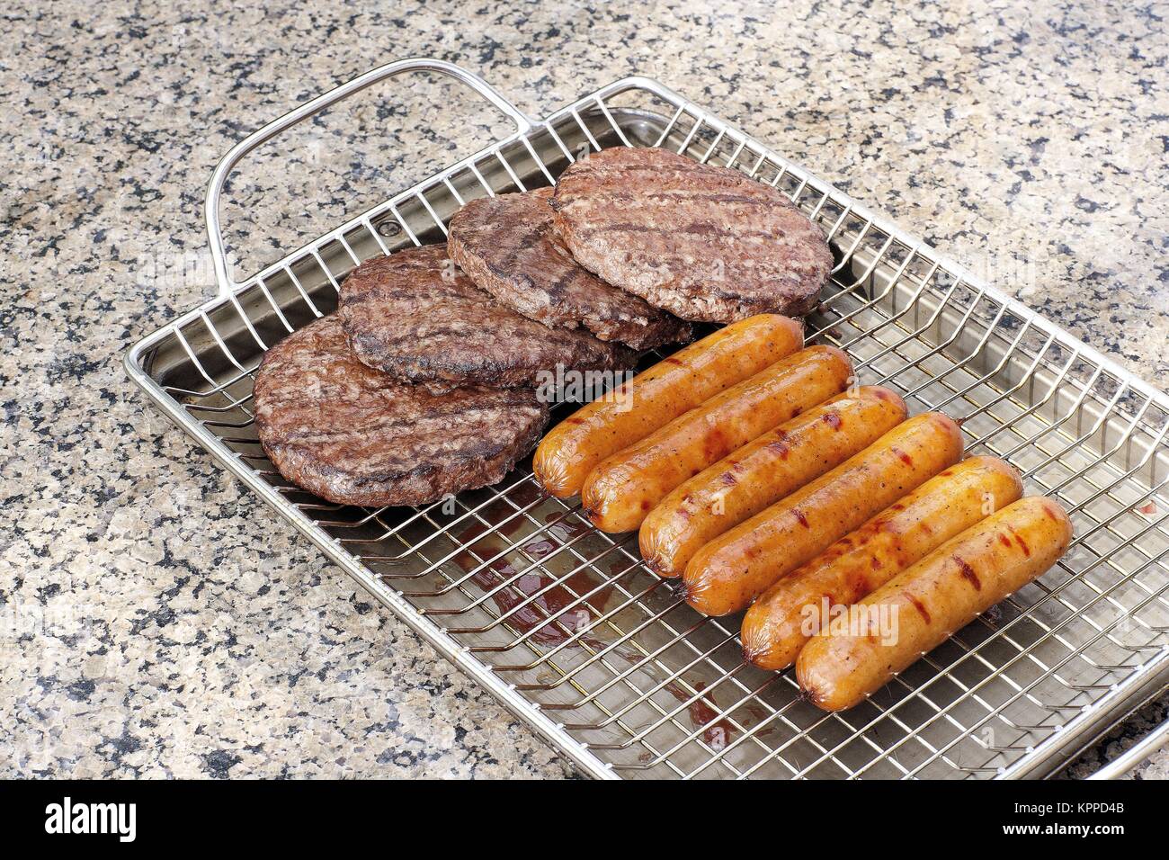 grilled sausage and patties Stock Photo - Alamy