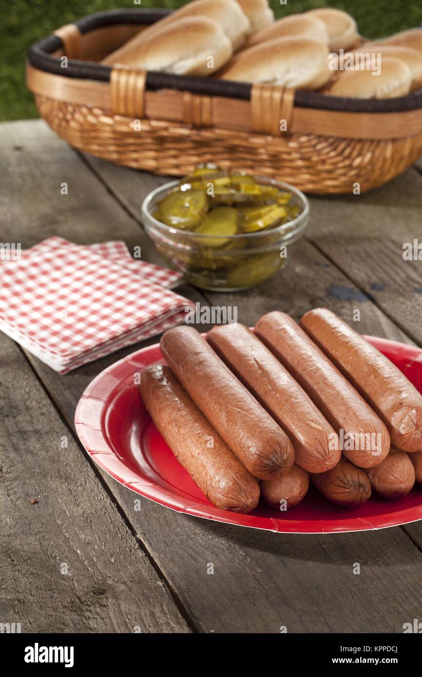 hot dogs in plate Stock Photo