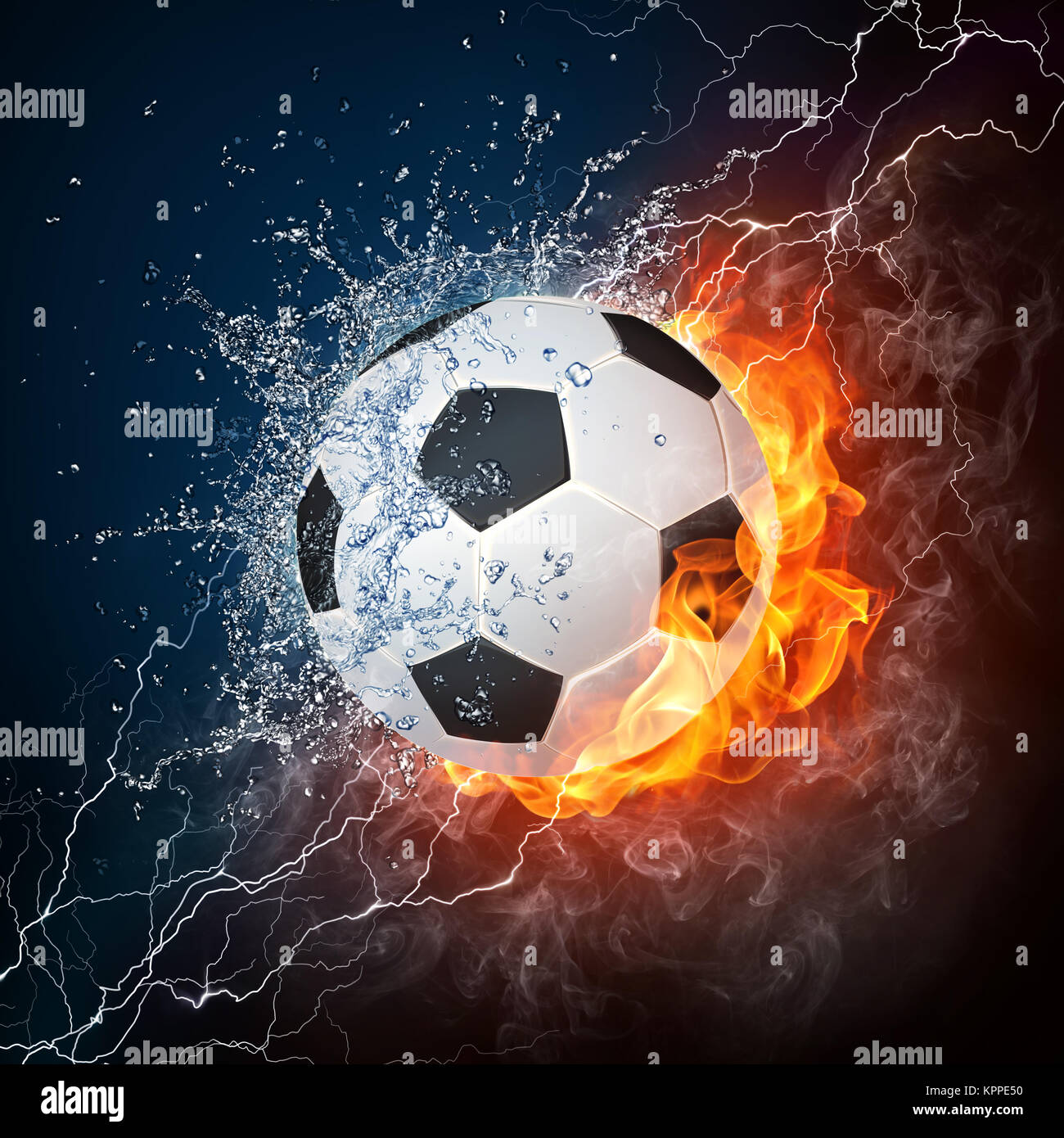 Fiery Soccer Player Isolated on Dark Background. the Concept of