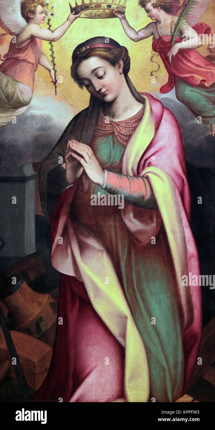Saint Catherine of Alexandria Santa Catalina de Alejandria by Marcello Venusti (1512/5 – 1579) an Italian Mannerist painter active in Rome Stock Photo