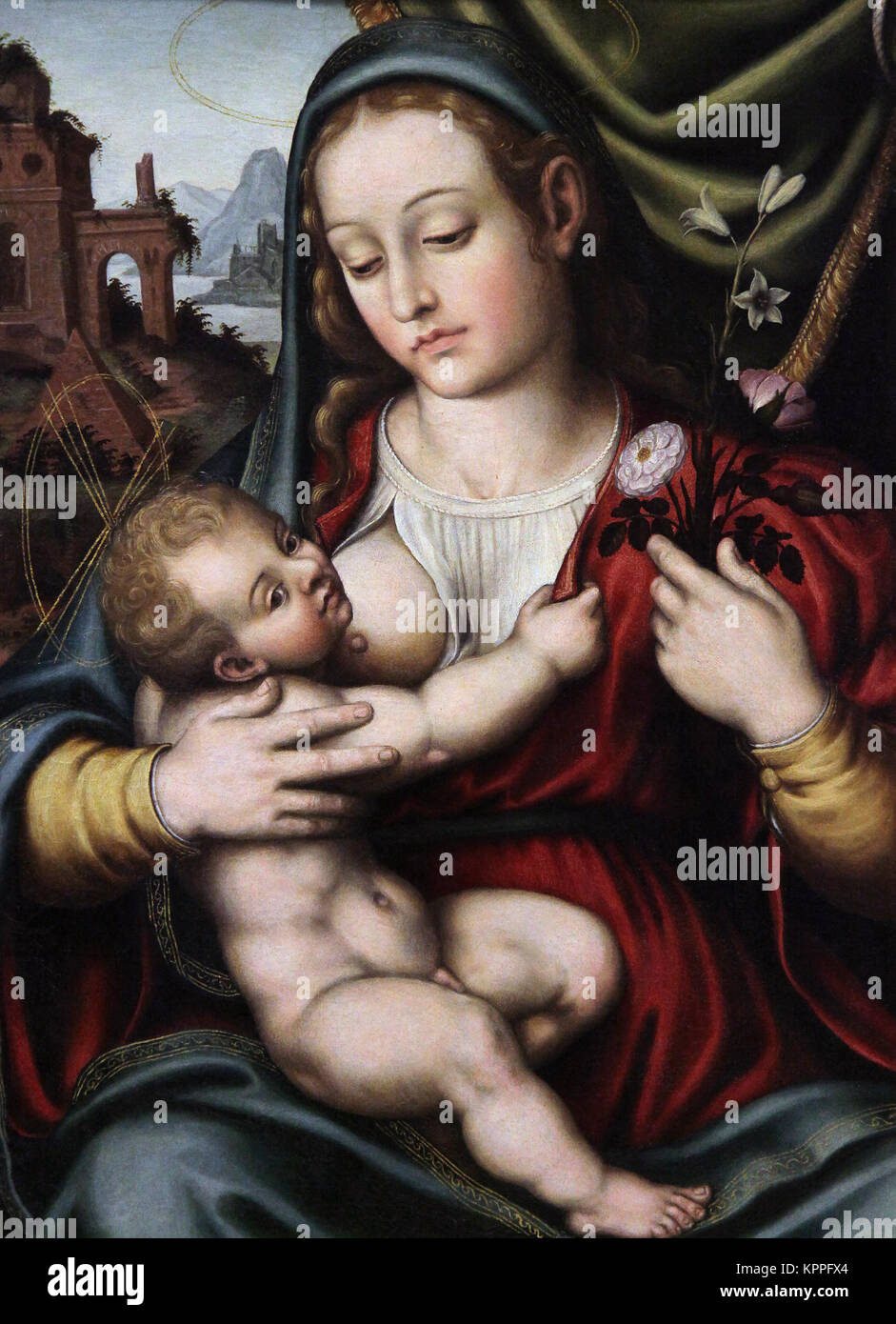 Virgin of the holy Milk / Virgin de la Leche by Vicente Juan Masip aka Joan de Joanes (1507 – 1579) a Spanish painter of the Renaissance period Stock Photo
