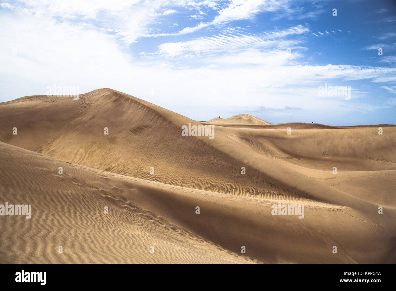 Sandy dunes in famous natural Maspalomas beach on Gran Canaria. Spain Stock Photo