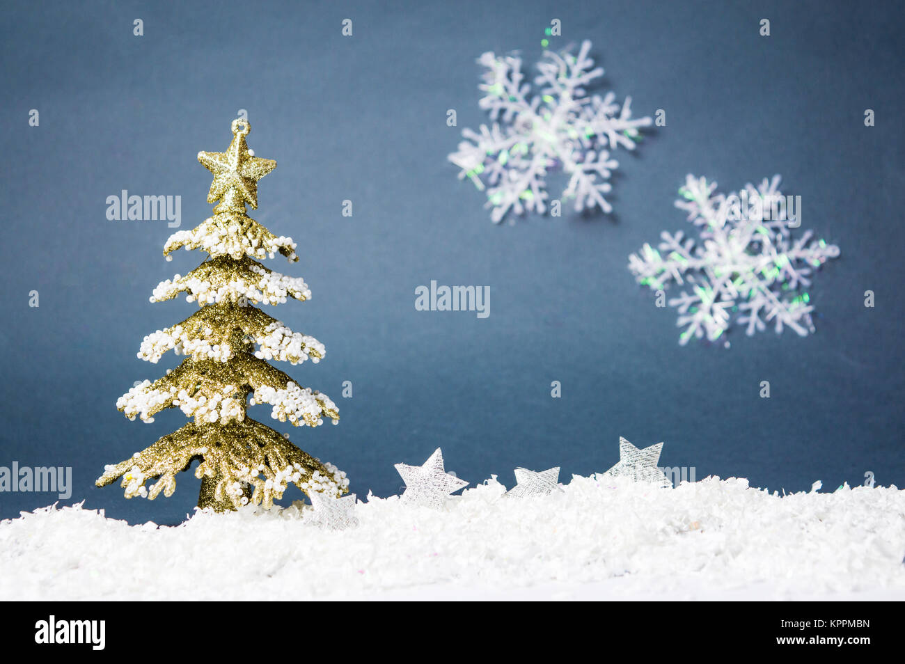 Christmas tree decoration against festive winter background Stock Photo