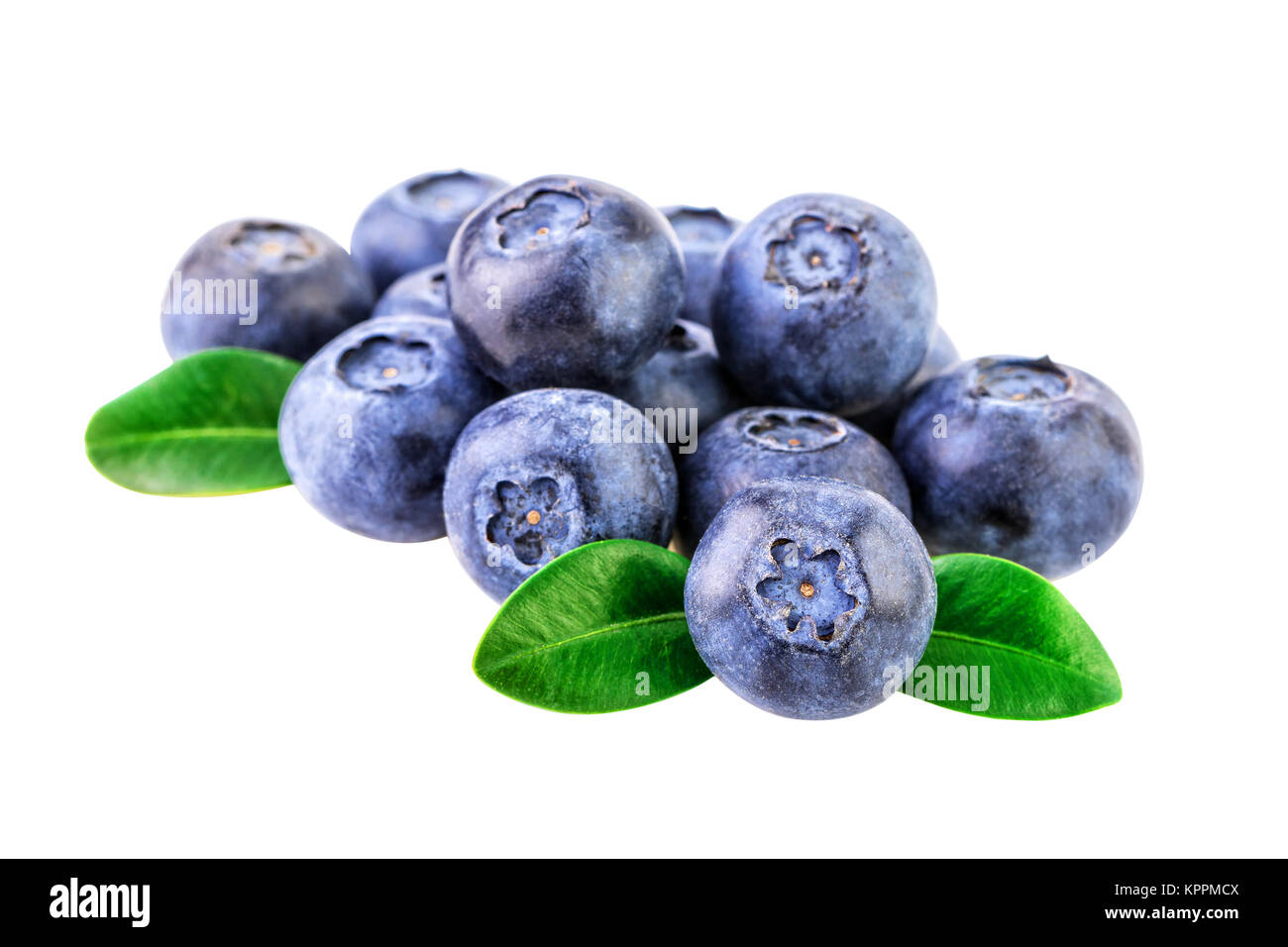 Stack of Blueberries isolated on white with clipping path Stock Photo