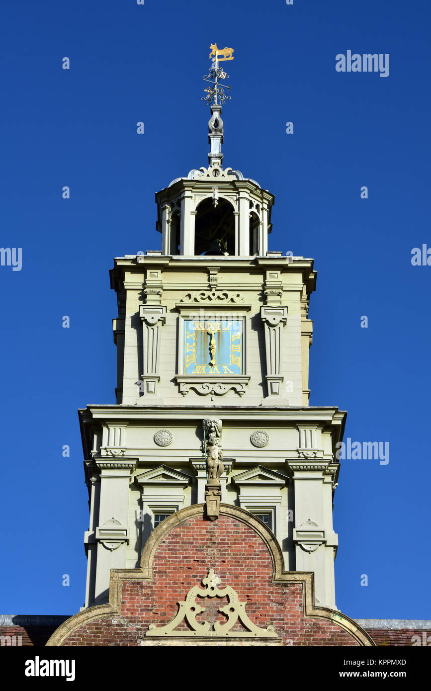 the central clock tower on Blickling hall in Norfolk near Norwich