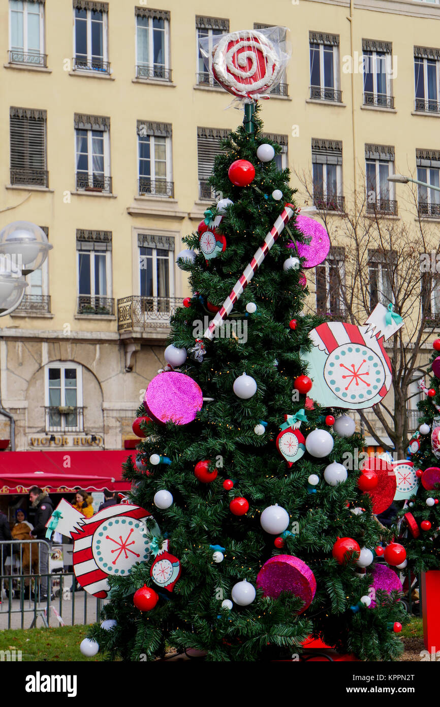Christmas decorations at Carnot square, Lyon, France Stock Photo Alamy