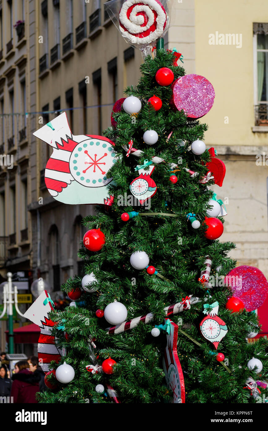 Christmas decorations at Carnot square, Lyon, France Stock Photo Alamy