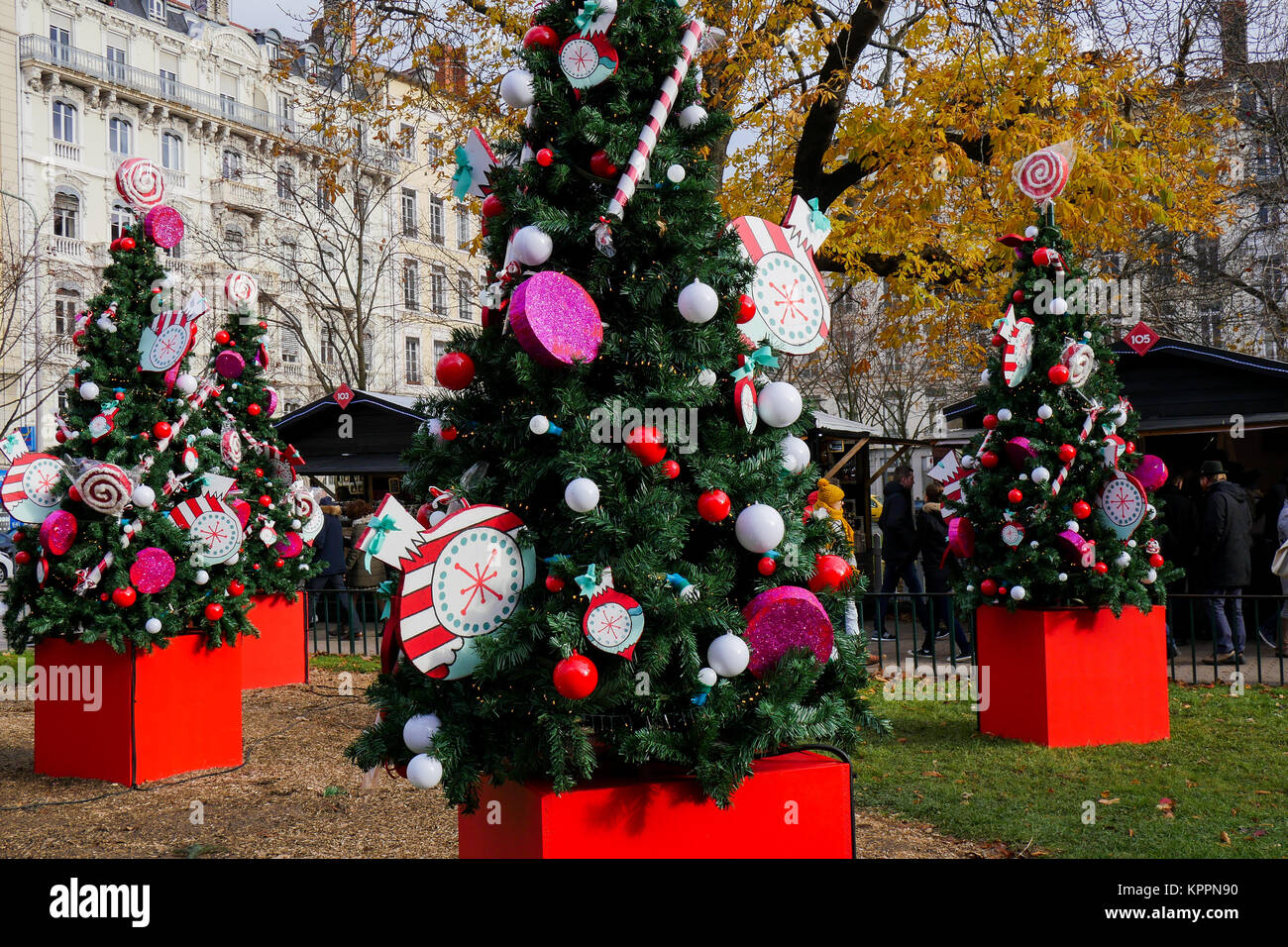 Christmas decorations at Carnot square, Lyon, France Stock Photo Alamy