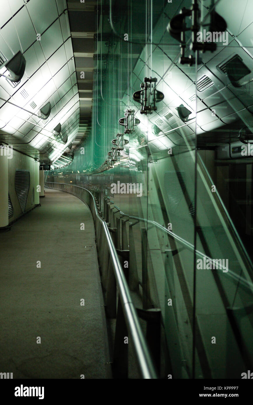 Glass walkway in the closed Waterloo Eurostar terminal in London Stock Photo