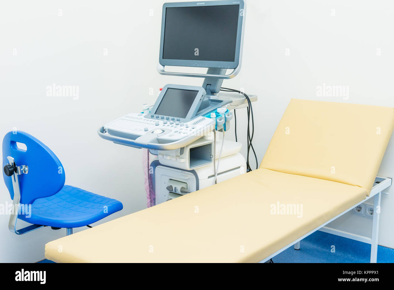 Interior of medical room with ultrasound diagnostic equipment. in the