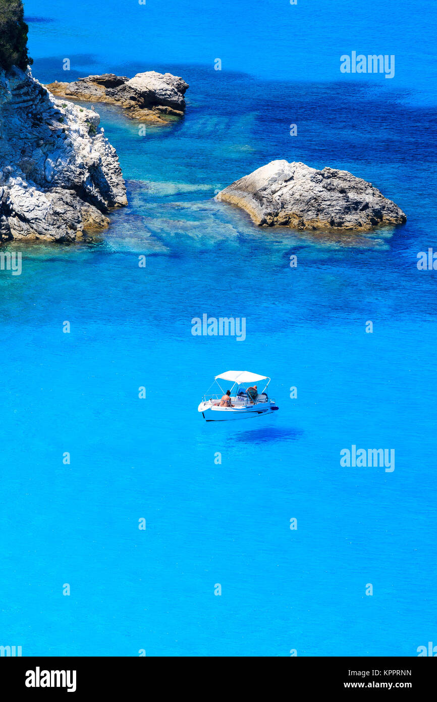 Hire Boat, AntiPaxos, Greece Stock Photo