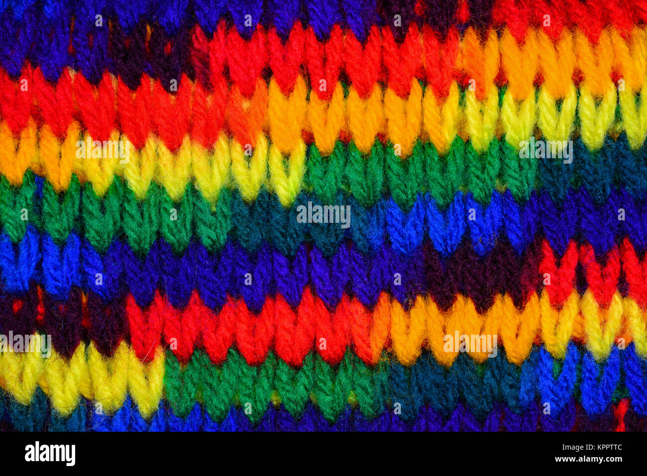 Bold bright primary colorful knitting stitch background. Stock Photo