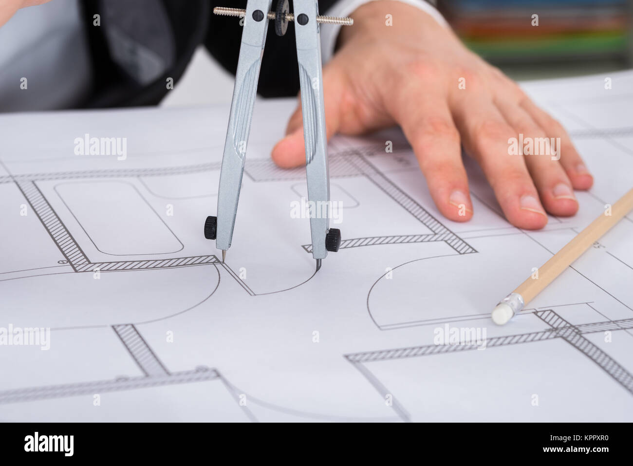Close-up Of Architect Hands Holding Compass Stock Photo - Alamy