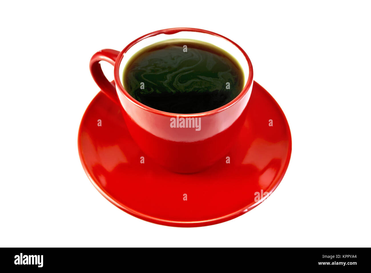 Coffee in red cup on saucer Stock Photo Alamy