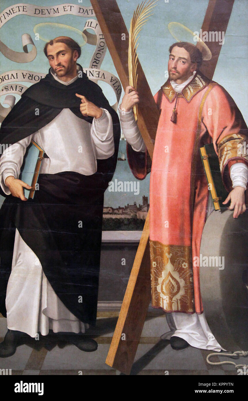 St Vincent Ferrer and St vincent Martyr by Miguel Joan Porta (1544-1620)  pintor manierista español Stock Photo