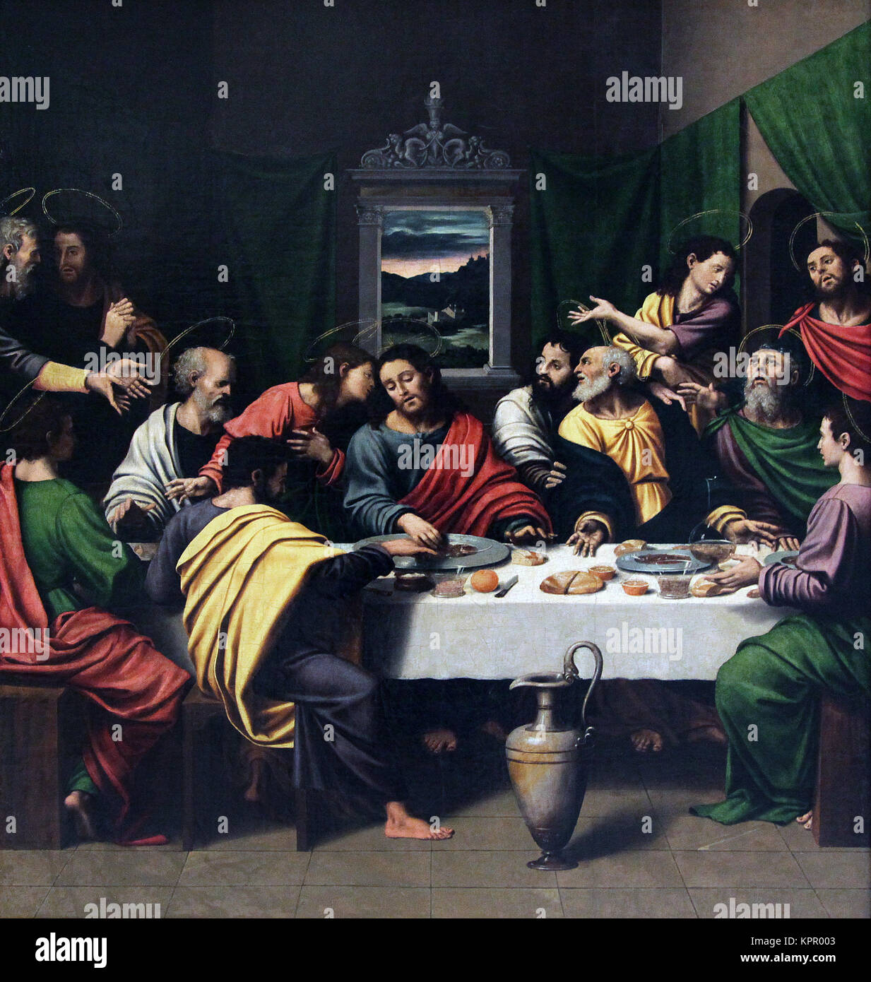 The Last Supper by Joan de Joanes aka Vicente Juan Masip (1505 – 1579) Spanish painter of the Renaissance period. Stock Photo