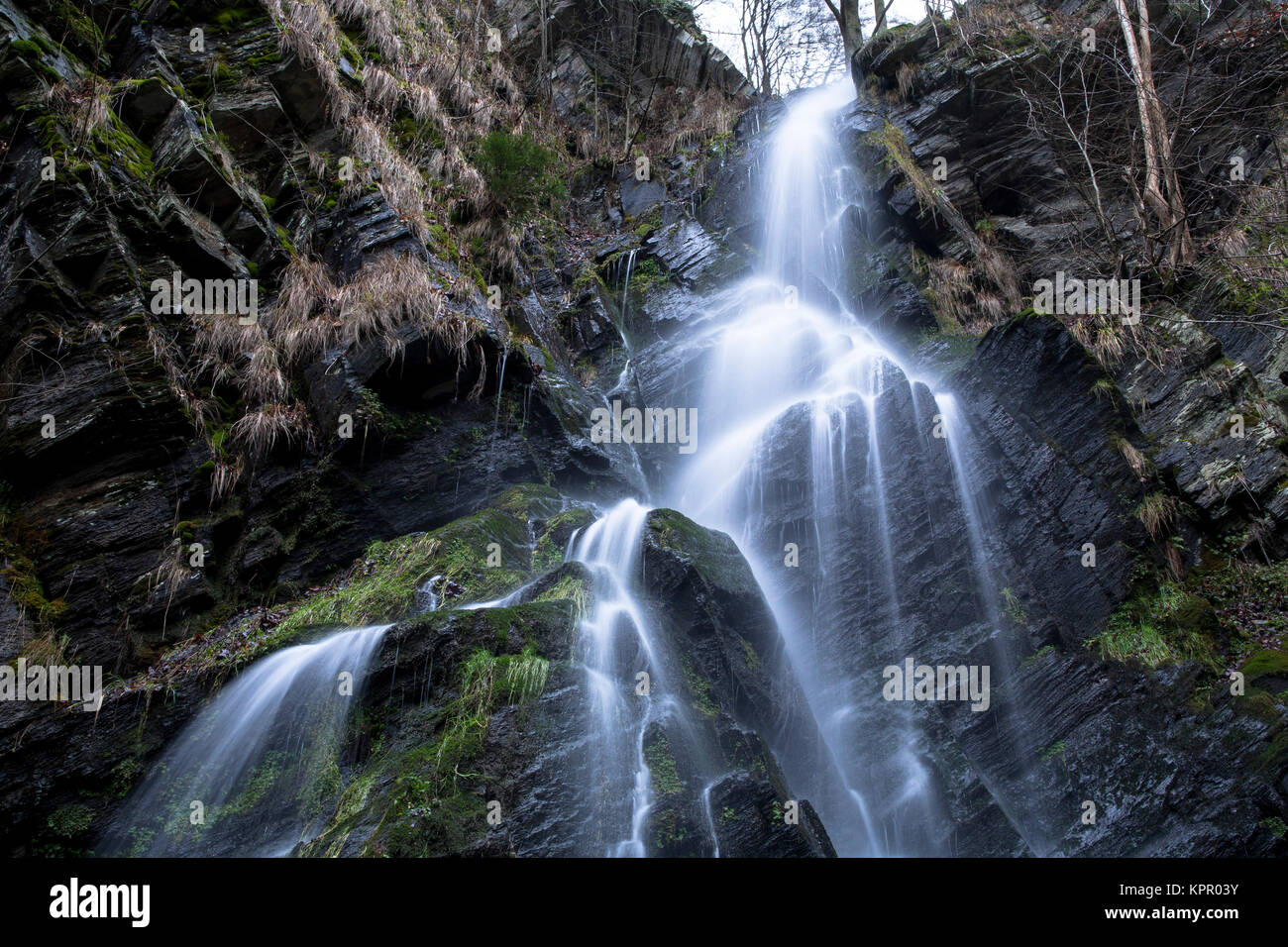 Europe, Germany, the waterfall Plaesterlegge in Bestwig in the low mountain range of the Sauerland region.  Europa, Deutschland, Sauerland, der Wasser Stock Photo