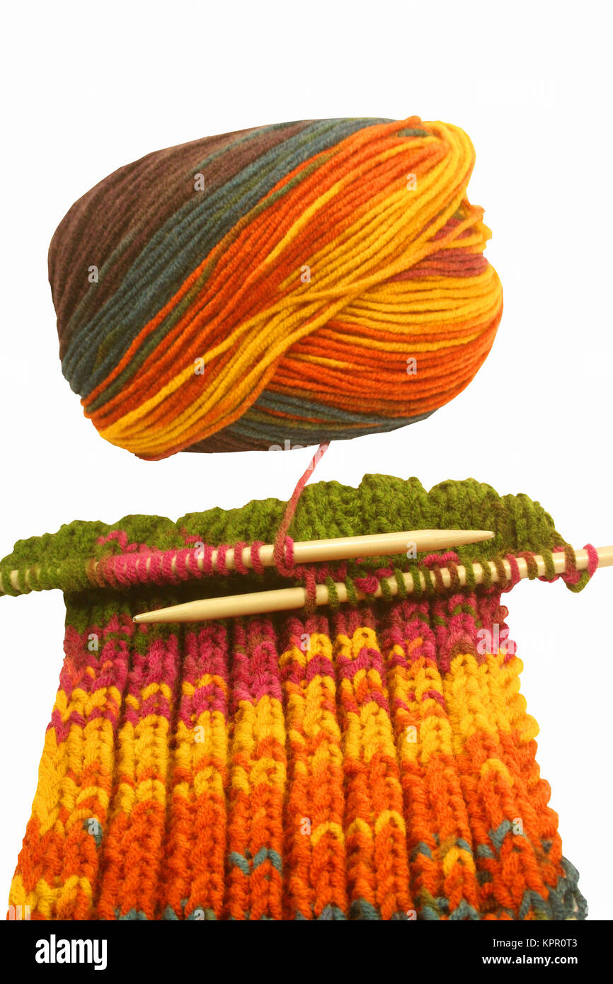 knitting wool as a hobby Stock Photo