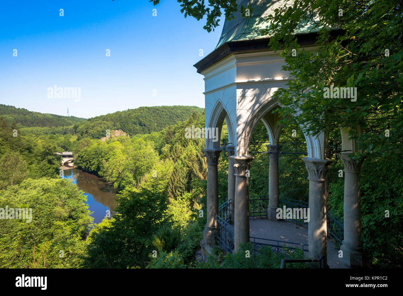 Europe, Germany, the Bergisches Land region, Solingen, view from the Diederichs temple near the Muengstener bridge to the river Wupper.  Europa, Deuts Stock Photo