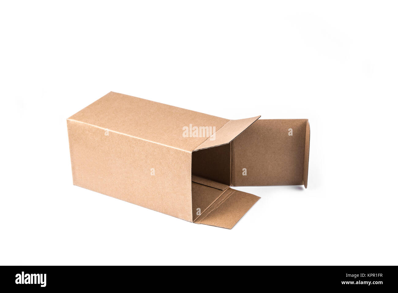 Open paper box on the white background Stock Photo