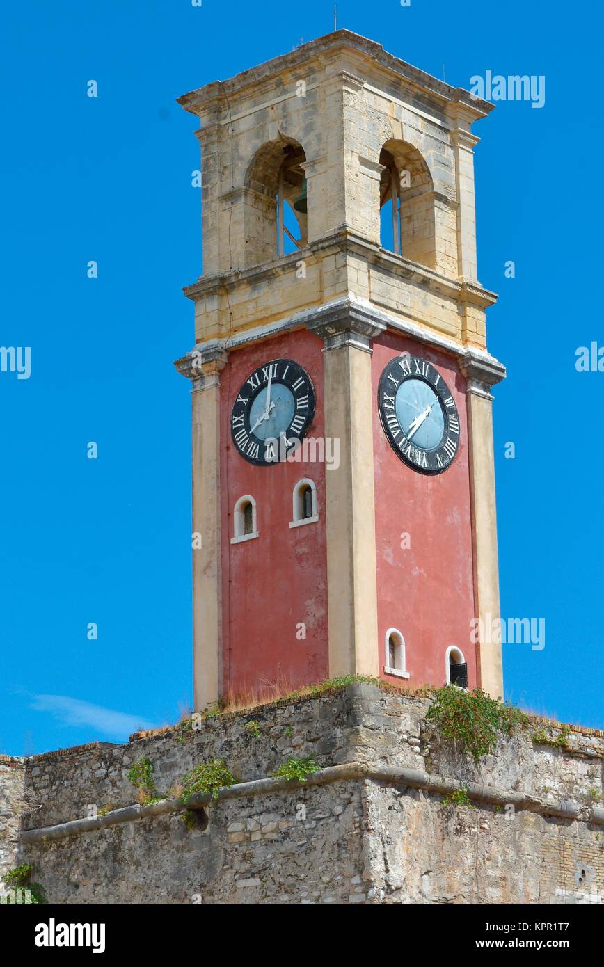 Bell tower, Clock tower, Citadel, Corfu Town, Kerkira, Corfu, Greece Stock Photo