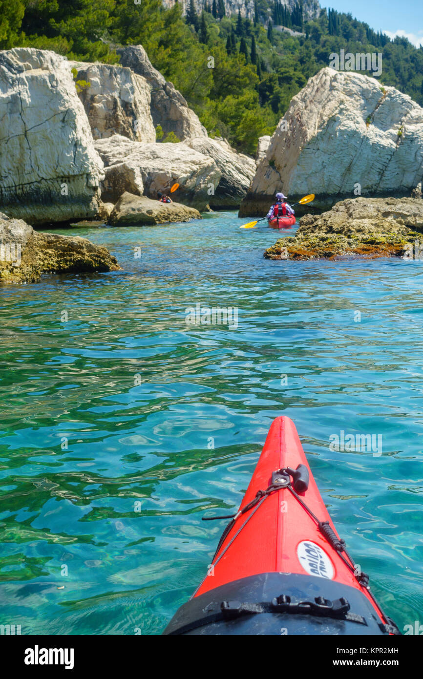Sea kayaking near Split, Croatia Stock Photo