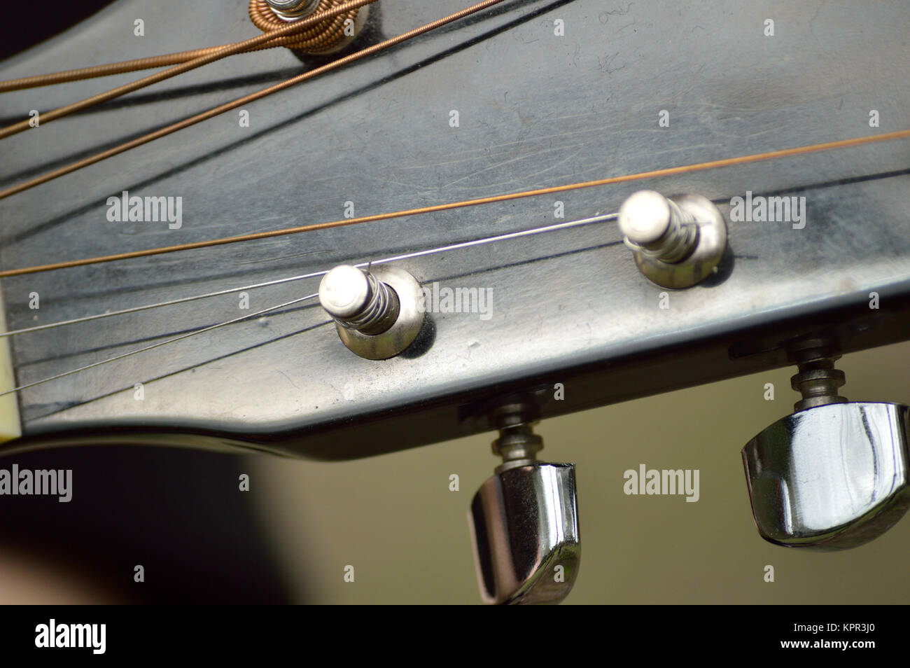 Guitar tuning pegs and posts on guitar head, macro Stock Photo Alamy