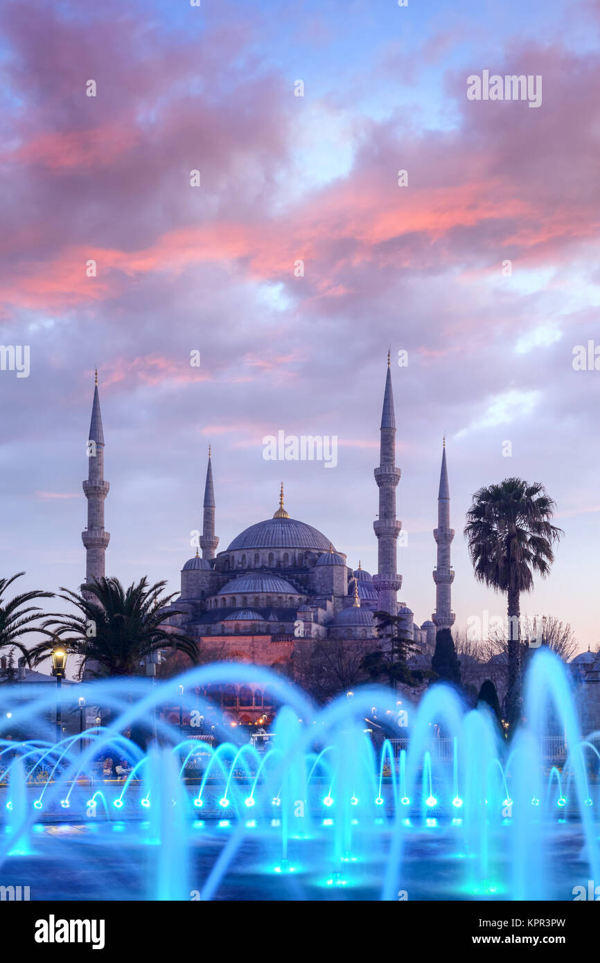 Fountain on Sultanahmet area in evening time Stock Photo - Alamy