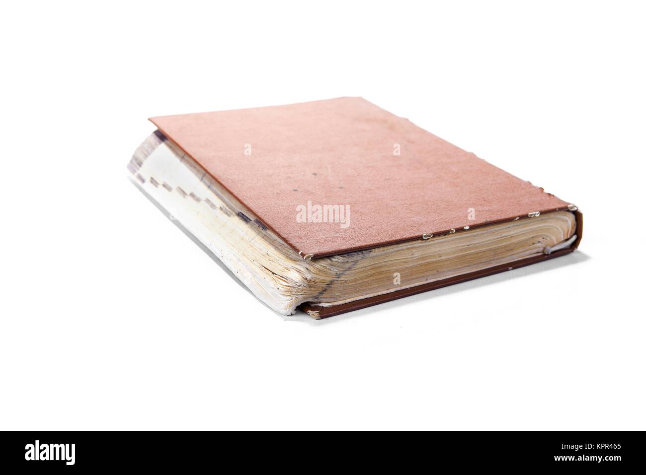 Closeup of old vintage book on the white background Stock Photo - Alamy