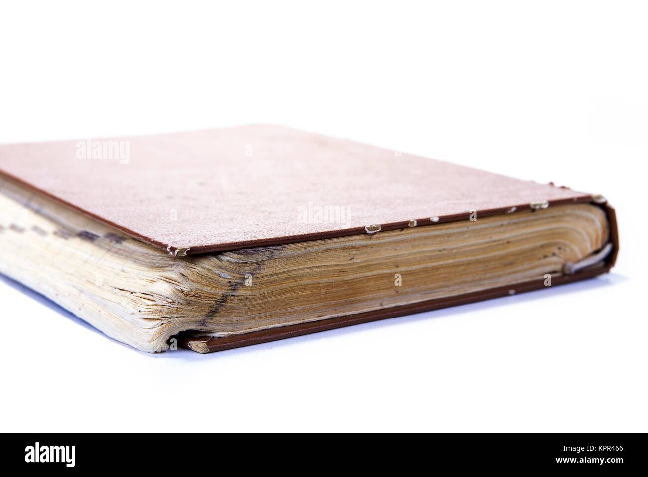 Closeup of old vintage book on the white background Stock Photo - Alamy