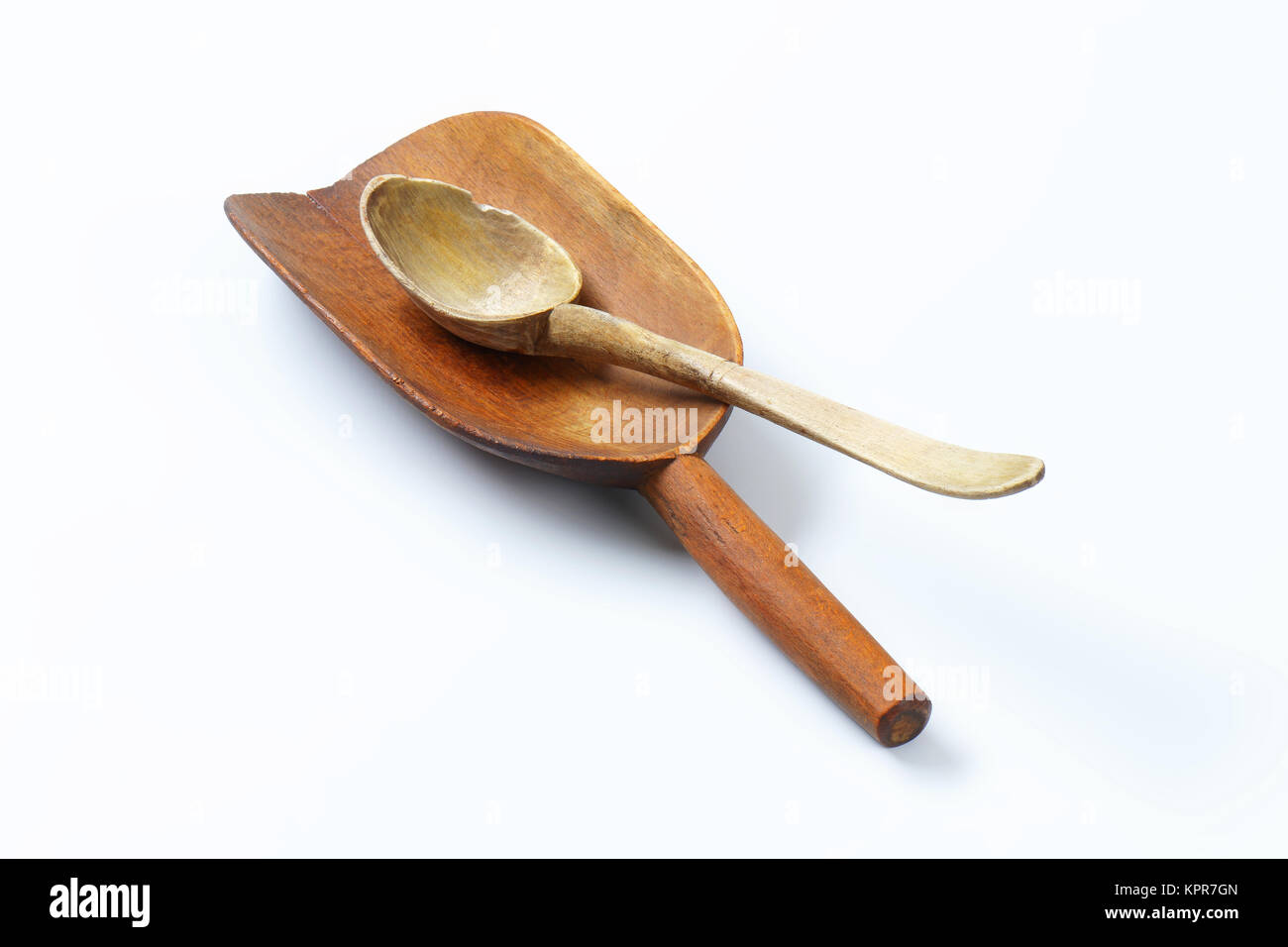 wooden scoop and spoon Stock Photo Alamy