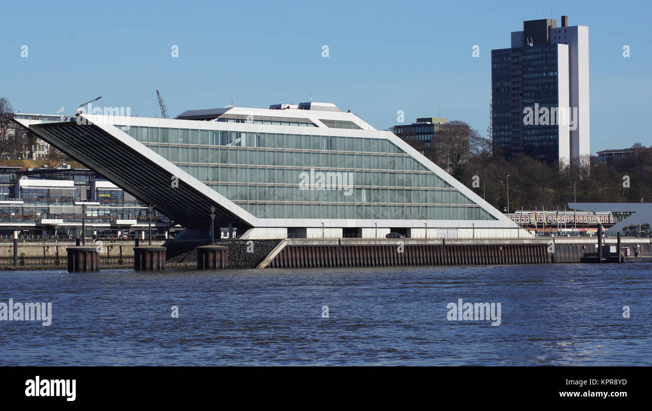 HAMBURG, GERMANY - MARCH 8th, 2014: Dockland office building, thanks to its ship shape , the six-storey office building on the banks of the Elbe in Altona is not only an eye-catcher, but also a walk-in sight Stock Photo
