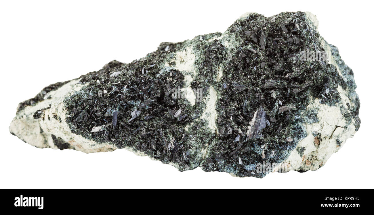 stone with Hornblende crystals on Amphibole Stock Photo
