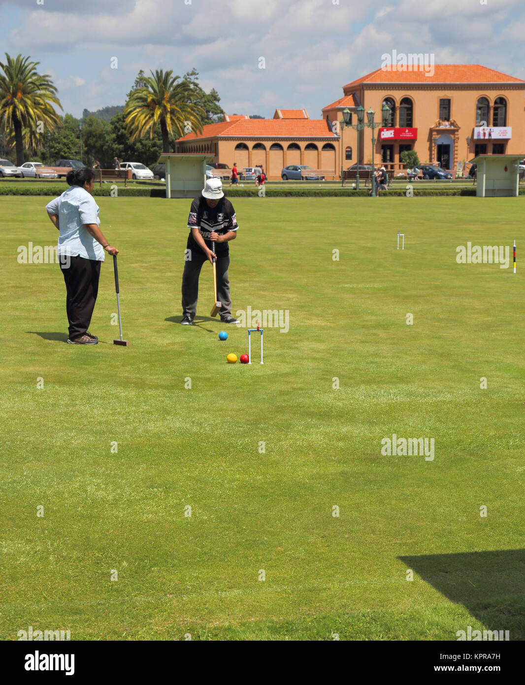 croquet at rotorua government gardens new zealand Stock Photo Alamy