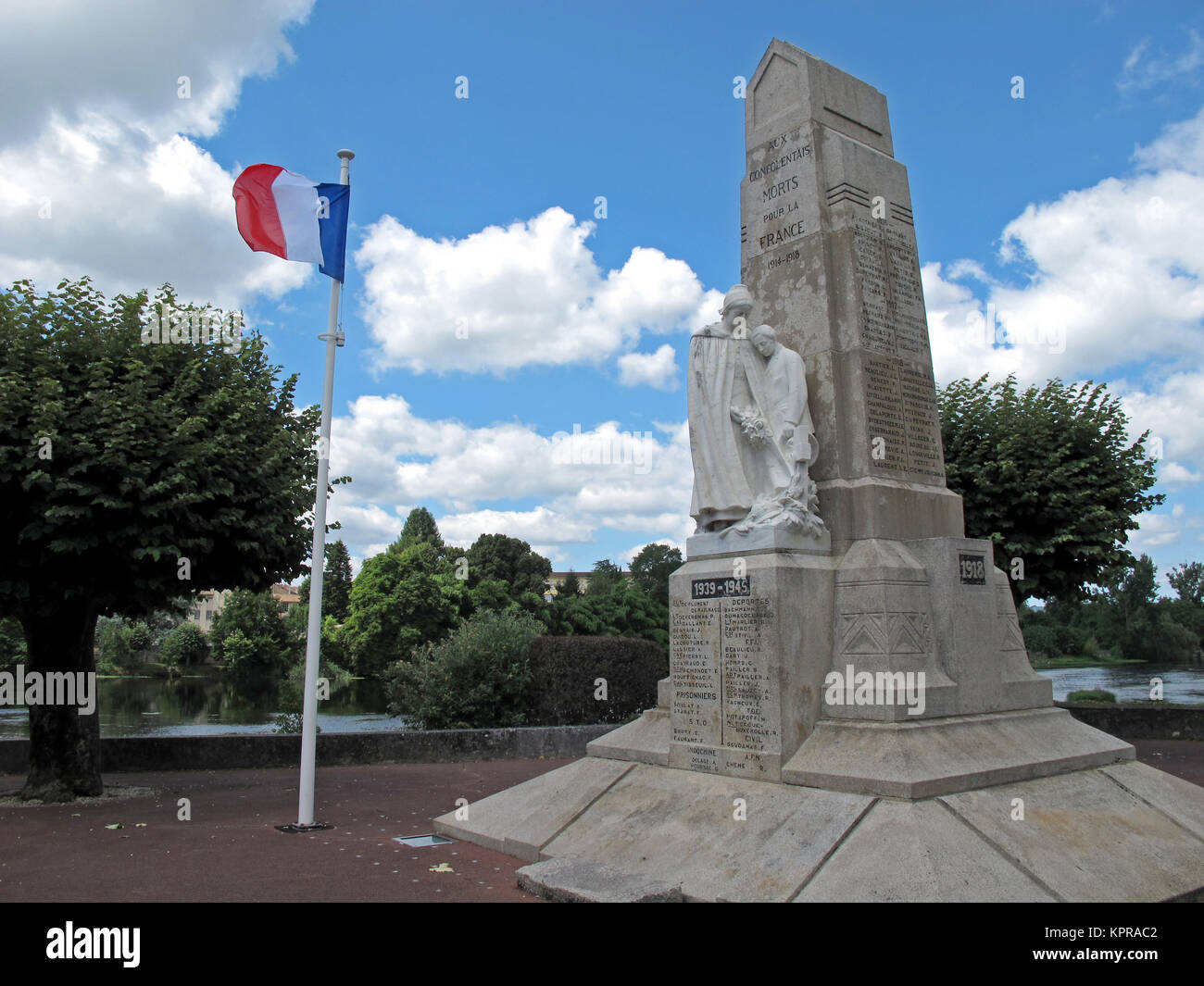Confolens, Memorial in Square Jules Halgand, Charentes, Nouvelle-Aquitaine, France, Europe Stock Photo