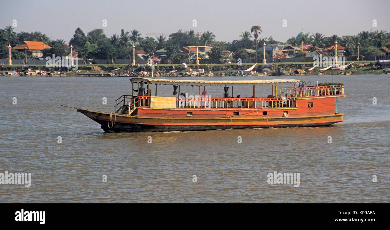 Ferry Boat, Sap River, Cambodia, Phnom Penh, Southeast Asia, Stock Photo