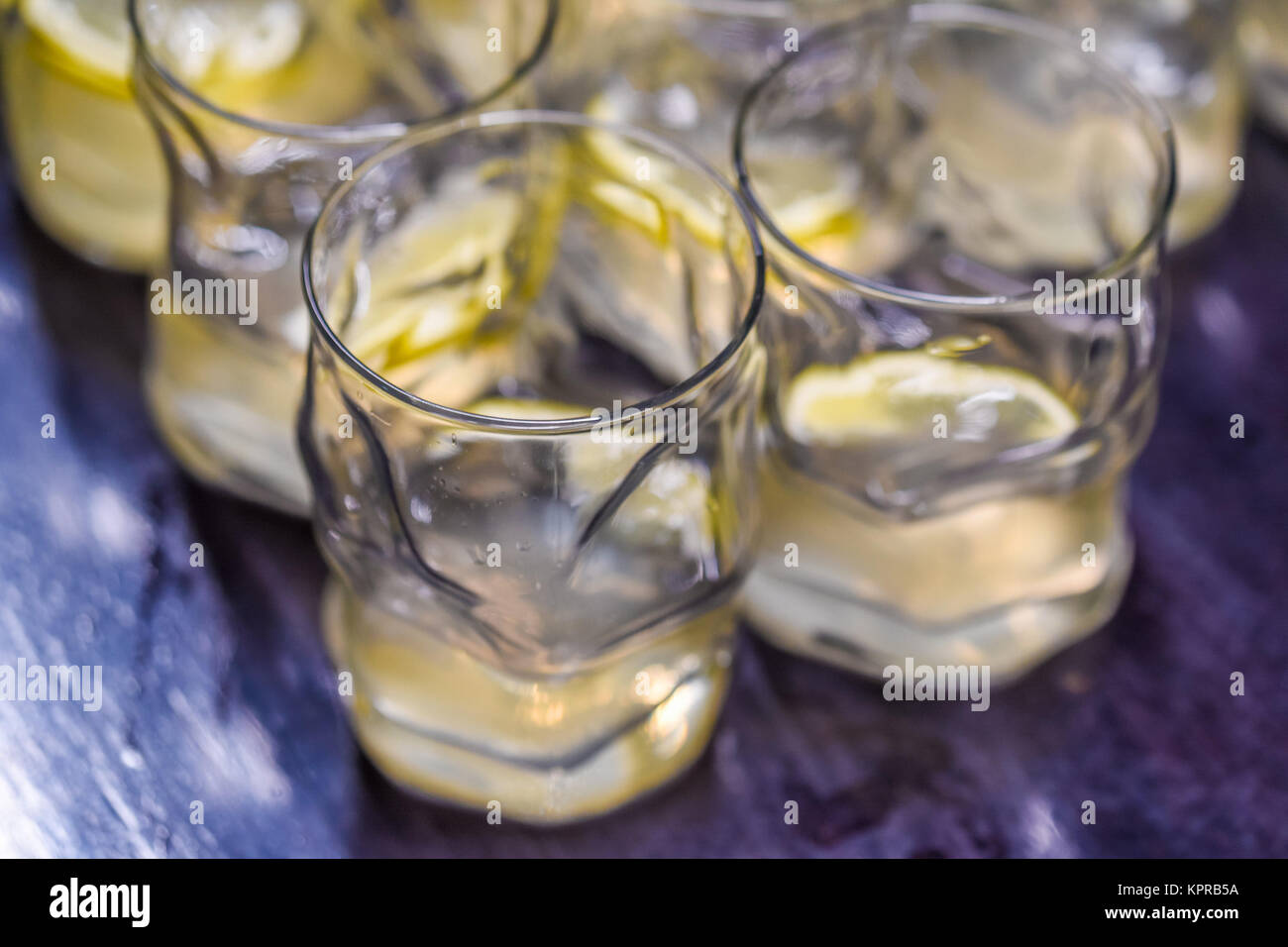 Many alcoholic drinks with lemon Stock Photo Alamy