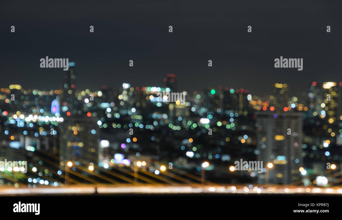 Aerial view of city skyline at twilight. Blur cityscape background ...
