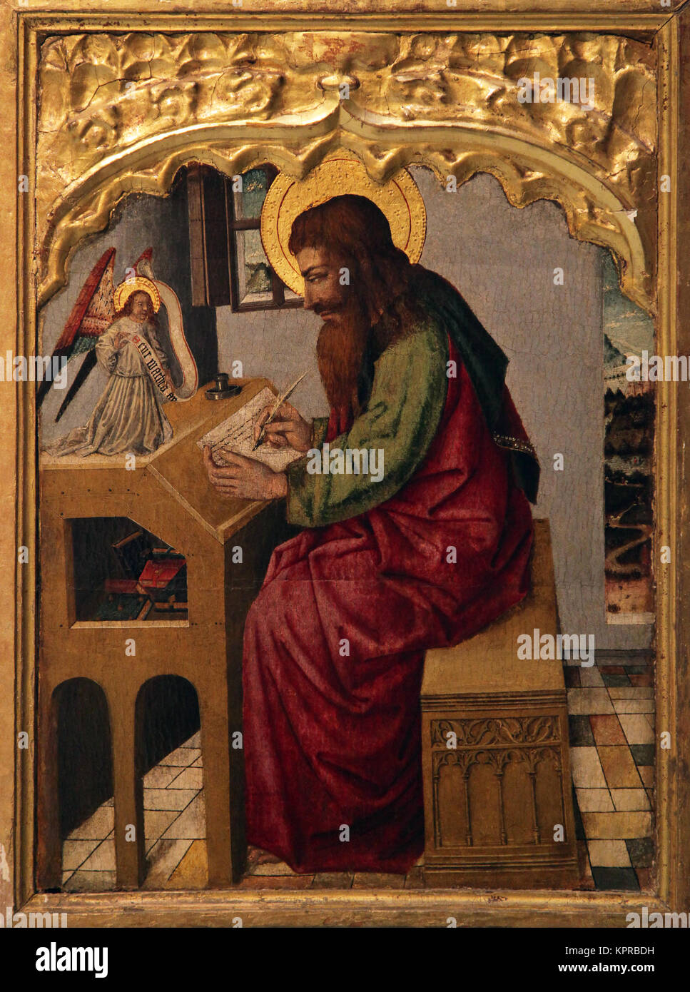 St John the Evangelst.San Juan Evangelista by Juan Rexach or Juan Reixach (1431 - 1486) un pintor español.a spanish painter Stock Photo