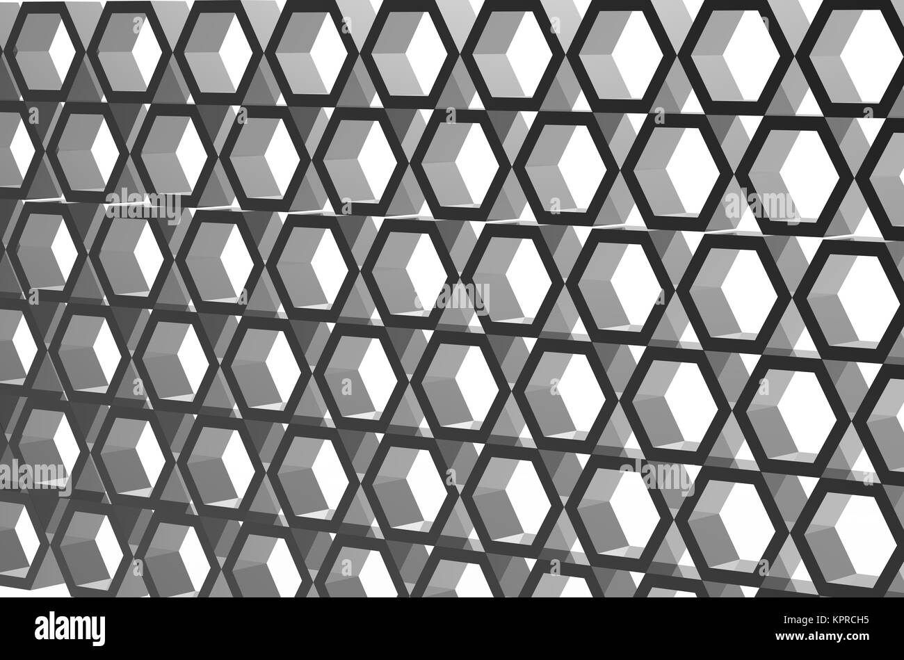 3d rendering abstract blue 3d interior with honeycomb on wall Stock Photo
