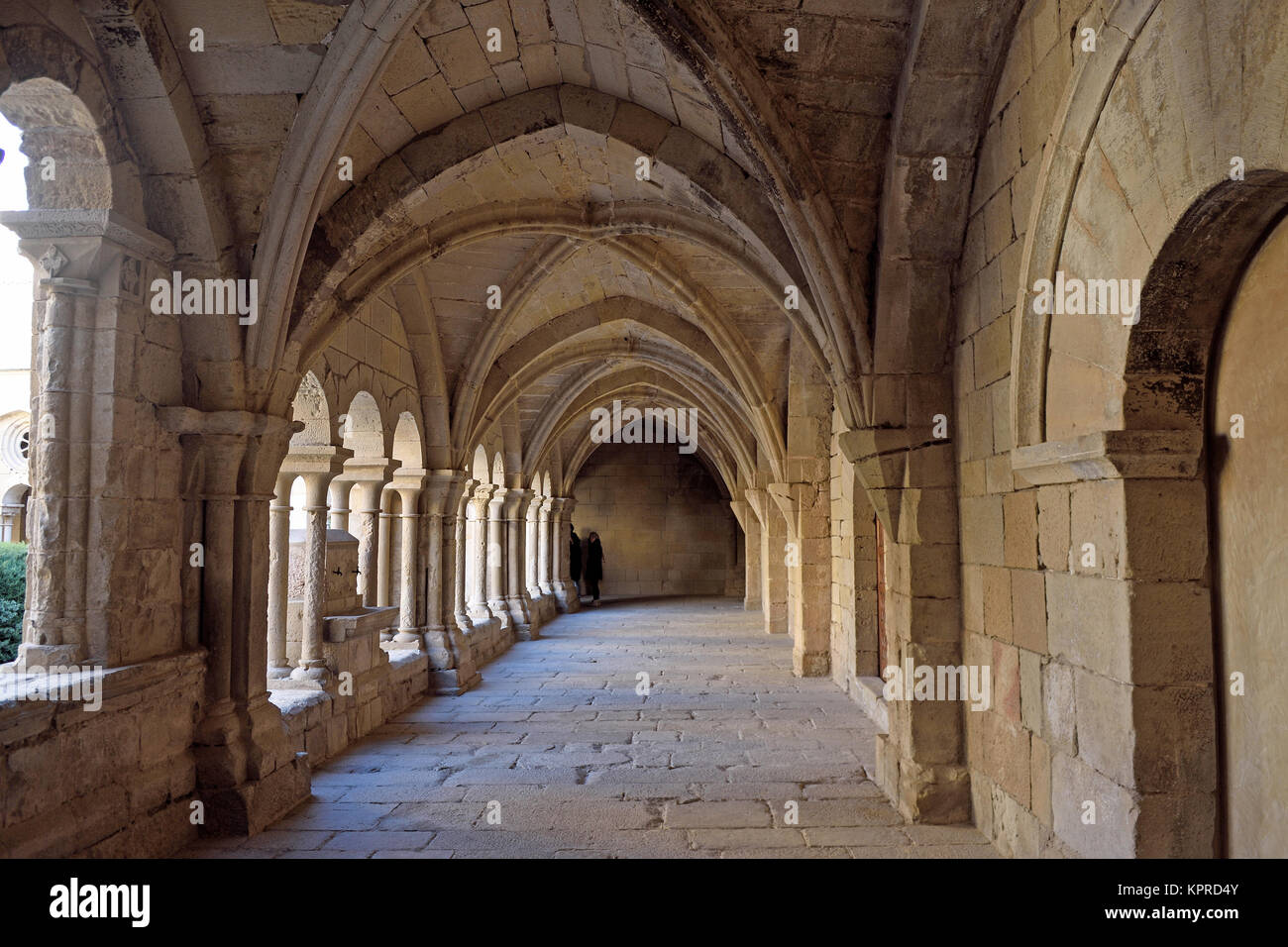 Cloister of the monastery of Vallbona de les Monges, Lleida province, Catalonia, Spain Stock Photo