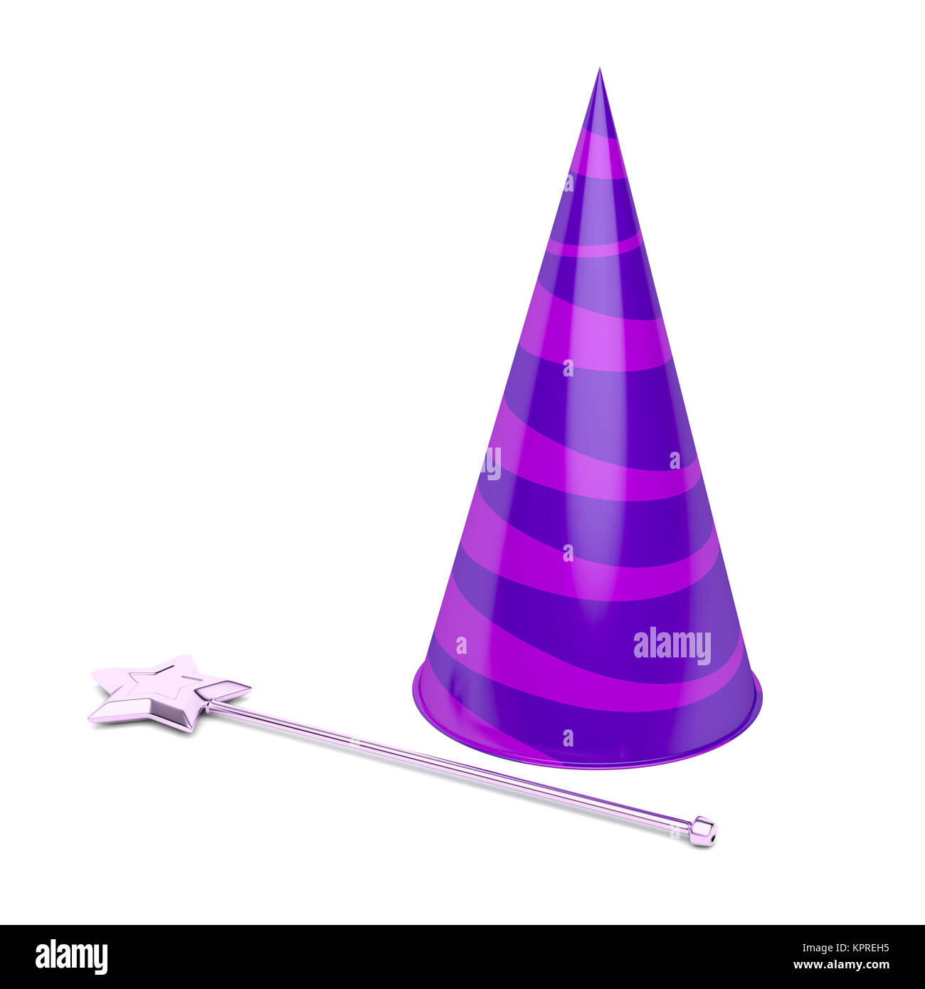 Cone hat and magic wand Stock Photo