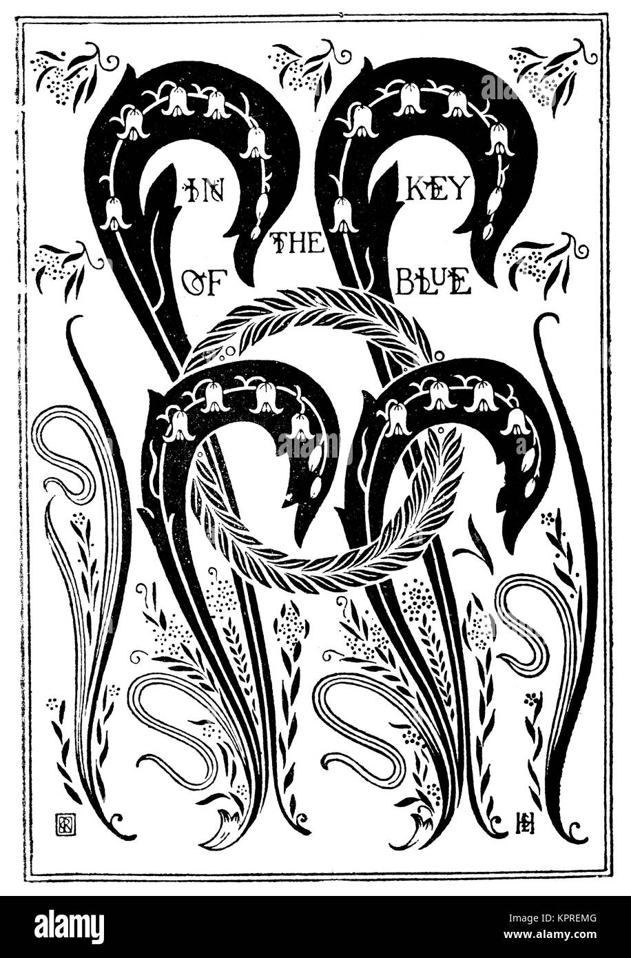 In the Key of Blue, 1894 book cover design by artist Charles Ricketts from Volume 4 of The Studio Magazine Stock Photo